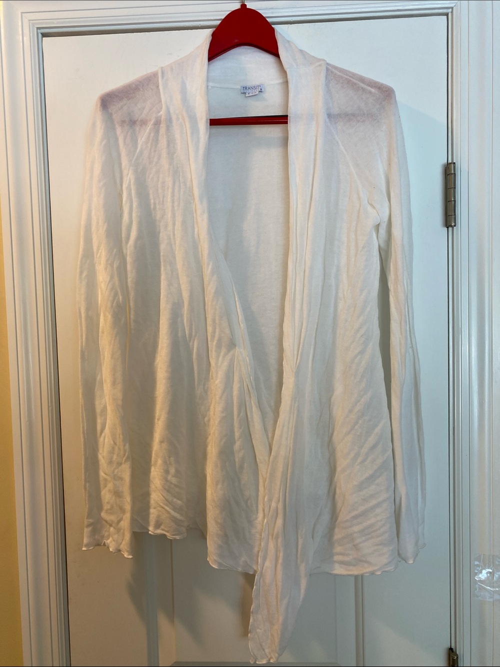 Transit Par Such Made in Italy 🇮🇹 Cotton Stretch White Flowy Detailed Cardigan